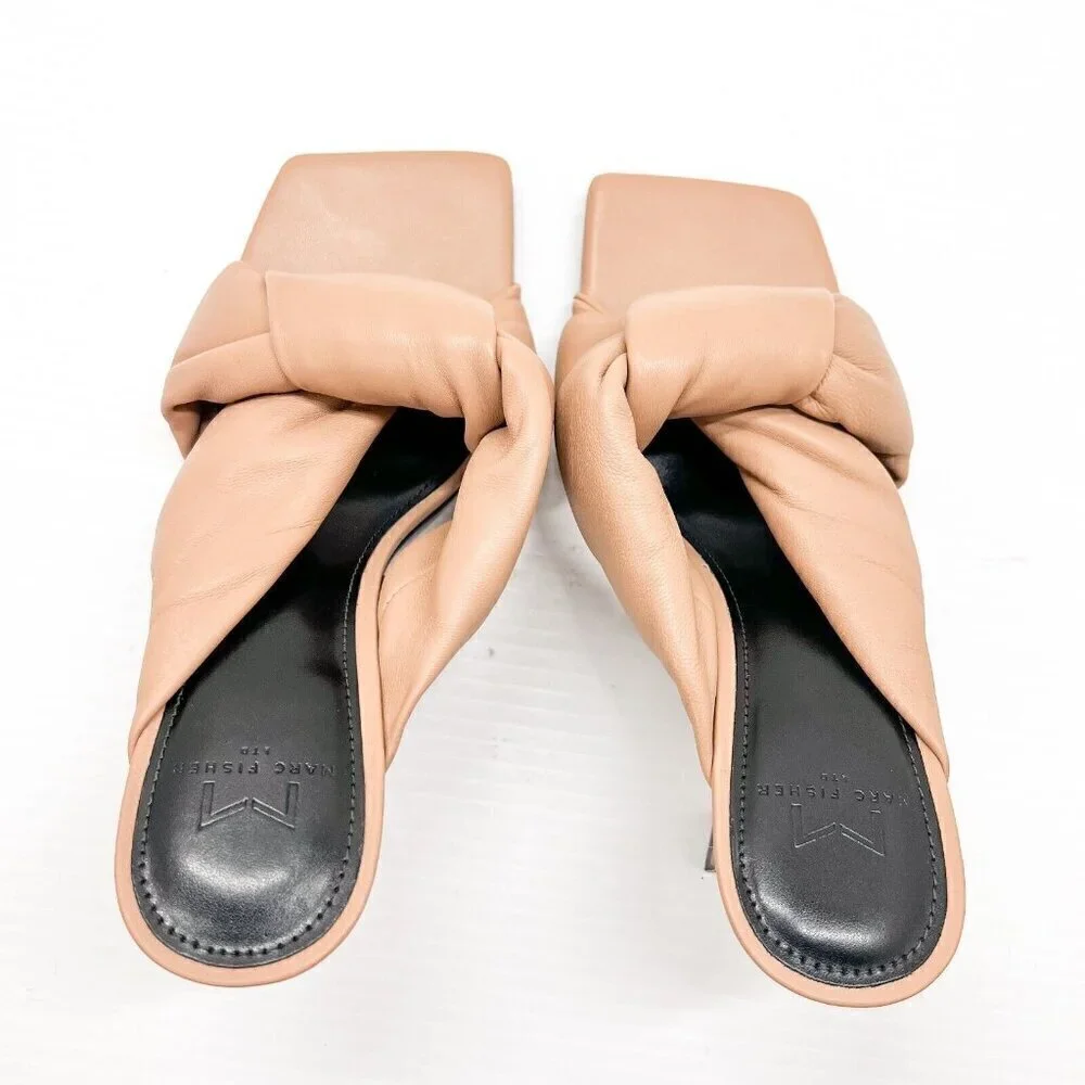 Marc Fisher LTD Dellian Women's Kitten Heel Tan Lightly Padded Strap Sandals 8M